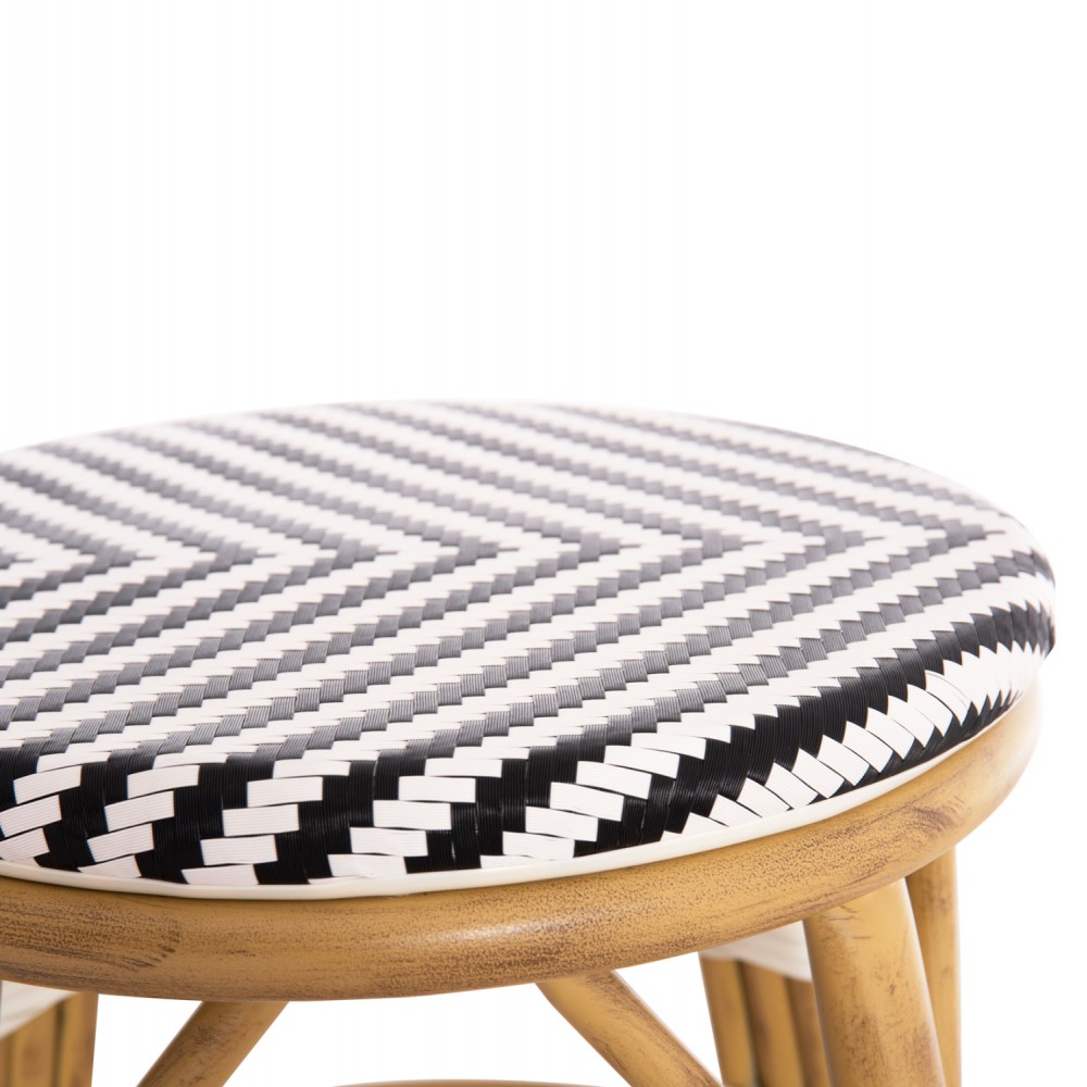 Σκαμπό "CHINO" από αλουμίνιο/textilene σε χρώμα φυσικό/λευκό/μαύρο Φ36x46