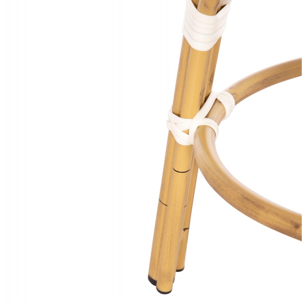 Σκαμπό "CHINO" από αλουμίνιο/textilene σε χρώμα φυσικό/λευκό/μαύρο Φ36x46