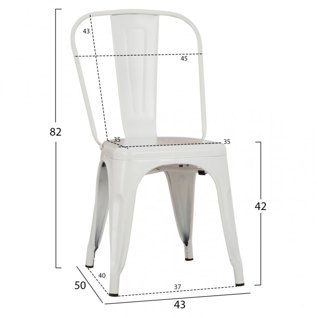 Καρέκλα "MELITA-PRO" από μέταλλο σε χρώμα λευκό ματ 44x47x84.5