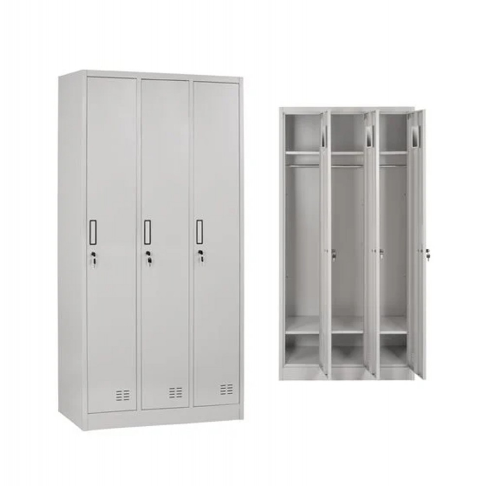 Φοριαμός τριπλός "ALTONA" με κλειδαριές από μέταλλο σε χρώμα γκρι 90x45x185