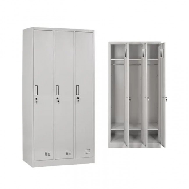 Φοριαμός τριπλός "ALTONA" με κλειδαριές από μέταλλο σε χρώμα γκρι 90x45x185