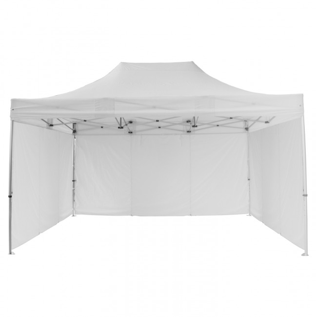 Gazebo/κιόσκι επαγγελματικό "CRESSEN" πτυσσόμενο από αλουμίνιο/ύφασμα σε χρώμα ασημί/λευκό 3x4.5x3.4