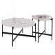 Σετ τραπέζια σαλονιού "RONDA" 2τμχ από mdf/μέταλλο σε χρώμα λευκό μαρμάρου/μαύρο Φ80&Φ50