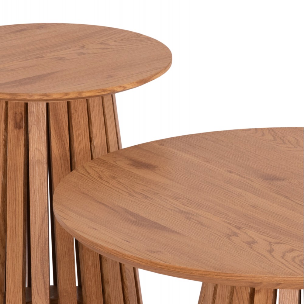 Σετ τραπέζια σαλονιού "TALBERT" από mdf σε χρώμα φυσικό Φ80&Φ45