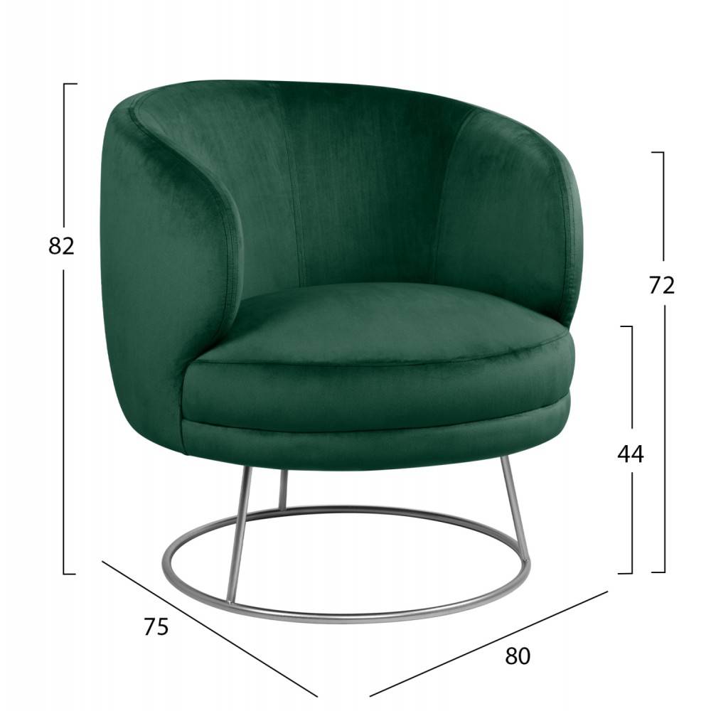 Σετ σαλονιού "ARIEN" 3τμχ από βελούδινο ύφασμα/μέταλλο σε χρώμα κυπαρισσί/χρυσό