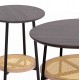Σετ τραπέζια σαλονιού "SEWELL" από mdf/μέταλλο/rattan σε χρώμα ζεμπράνο/μαύρο/φυσικό Φ80&Φ45