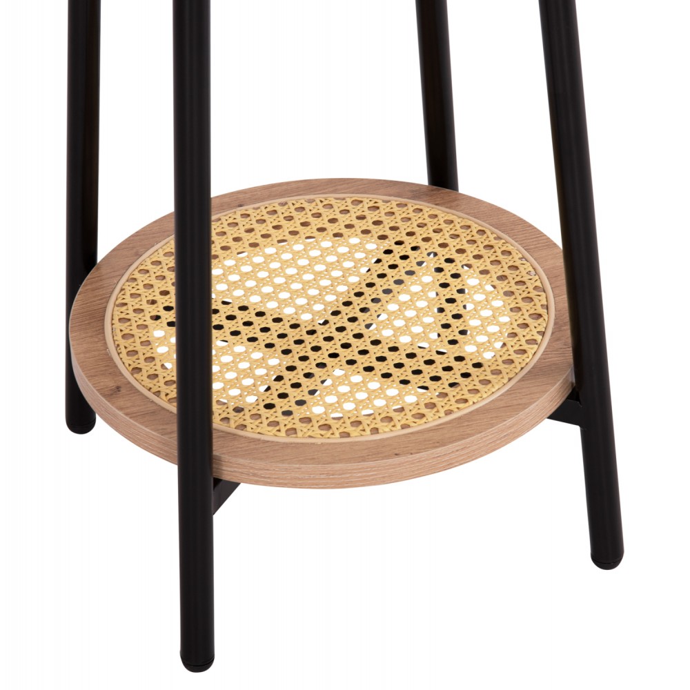 Σετ τραπέζια σαλονιού "SEWELL" από mdf/μέταλλο/rattan σε χρώμα ζεμπράνο/μαύρο/φυσικό Φ80&Φ45