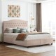 Κρεβάτι διπλό "MALENA" από ξύλο/ύφασμα σε χρώμα μπεζ 150x200