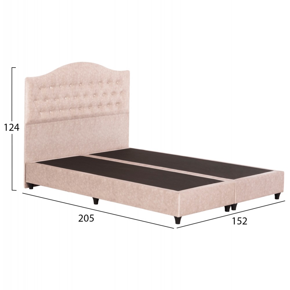 Κρεβάτι διπλό "MALENA" από ξύλο/ύφασμα σε χρώμα μπεζ 150x200