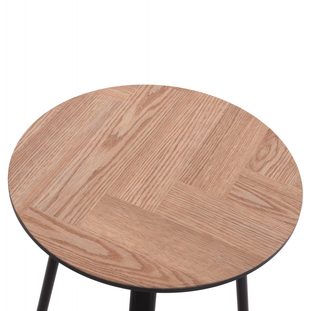 Σετ τραπέζια σαλονιού "NORTON" από mdf/μέταλλο σε χρώμα σονόμα/μαύρο Φ80&Φ45