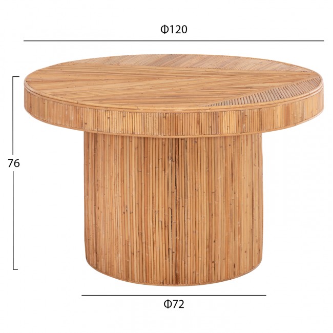Τραπέζι "GATSBY" από rattan σε χρώμα φυσικό Φ120x76