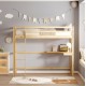 Κρεβάτι παιδικό κουκέτα "AKRON" με γραφείο από ξύλο σε χρώμα φυσικό 90x190