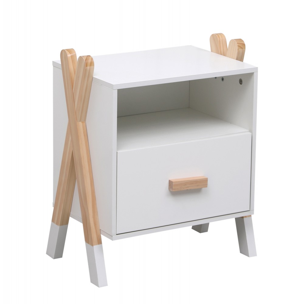 Κομοδίνο παιδικό "PASCHAL" σε χρώμα φυσικό/λευκό 46x30x55