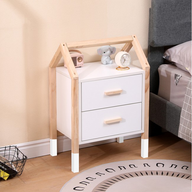 Κομοδίνο παιδικό "PEPE" σε χρώμα λευκό/φυσικό 46x30x67