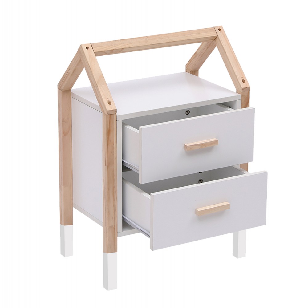 Κομοδίνο παιδικό "PEPE" σε χρώμα λευκό/φυσικό 46x30x67