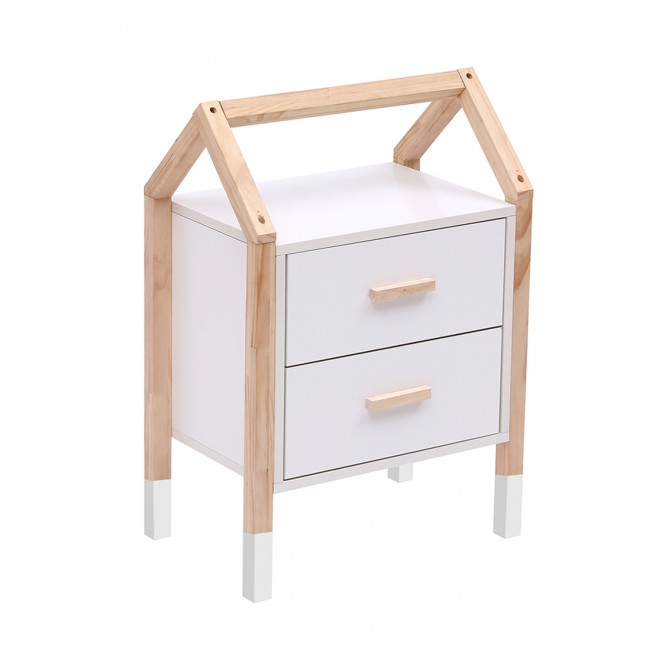 Κομοδίνο παιδικό "PEPE" σε χρώμα λευκό/φυσικό 46x30x67