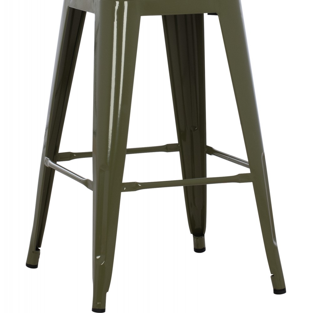 Σκαμπό μπαρ "MELITA-PRO" μεσαίου ύψους από μέταλλο σε χρώμα σκούρο λαδί 43x43x67