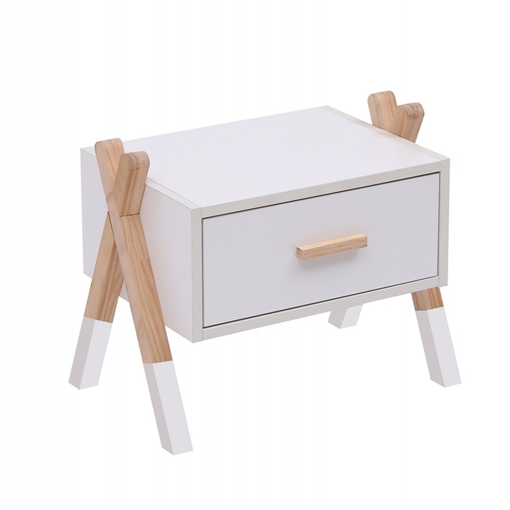 Κομοδίνο παιδικό "PASCHAL" σε χρώμα φυσικό/λευκό 46x30x38
