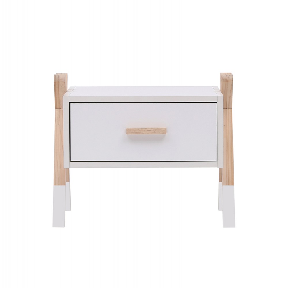 Κομοδίνο παιδικό "PASCHAL" σε χρώμα φυσικό/λευκό 46x30x38