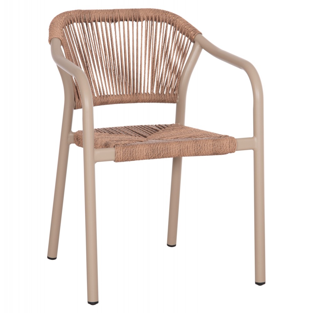 Πολυθρόνα "LUCCI" από αλουμίνιο/rattan σε χρώμα μόκα/φυσικό 58x56x79