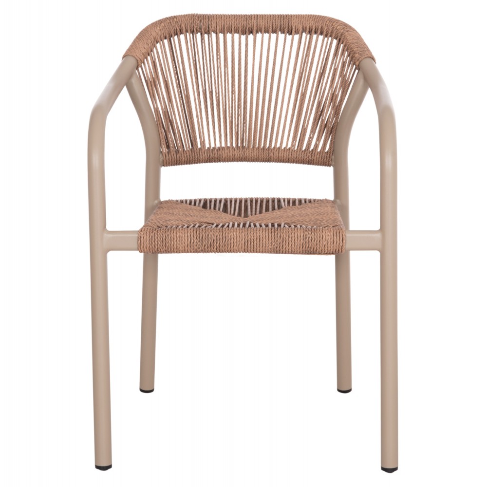 Πολυθρόνα "LUCCI" από αλουμίνιο/rattan σε χρώμα μόκα/φυσικό 58x56x79