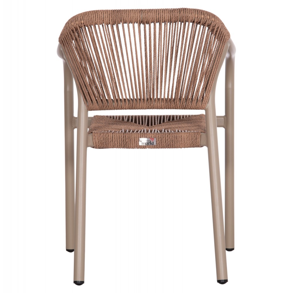 Πολυθρόνα "LUCCI" από αλουμίνιο/rattan σε χρώμα μόκα/φυσικό 58x56x79