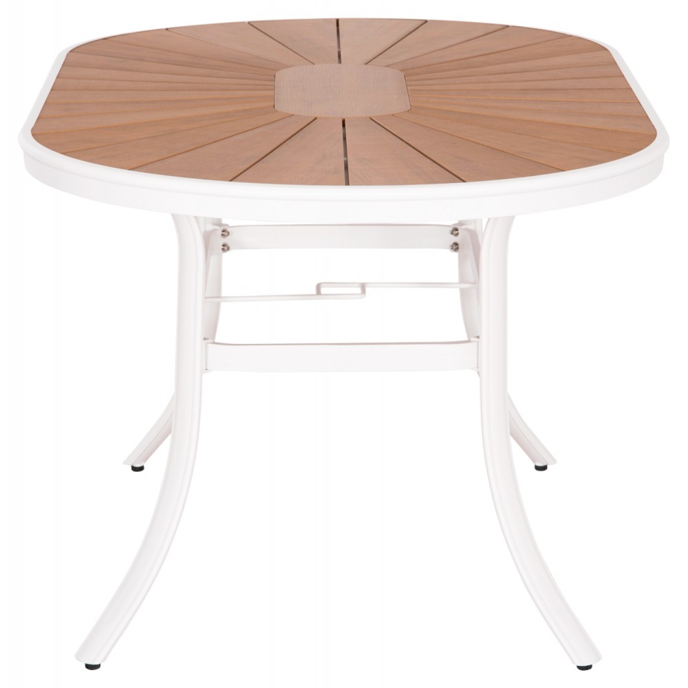 Τραπέζι εξωτερικού χώρου "TELAMO" από αλουμίνιο/polywood σε χρώμα λευκό/φυσικό 160x90x73.5