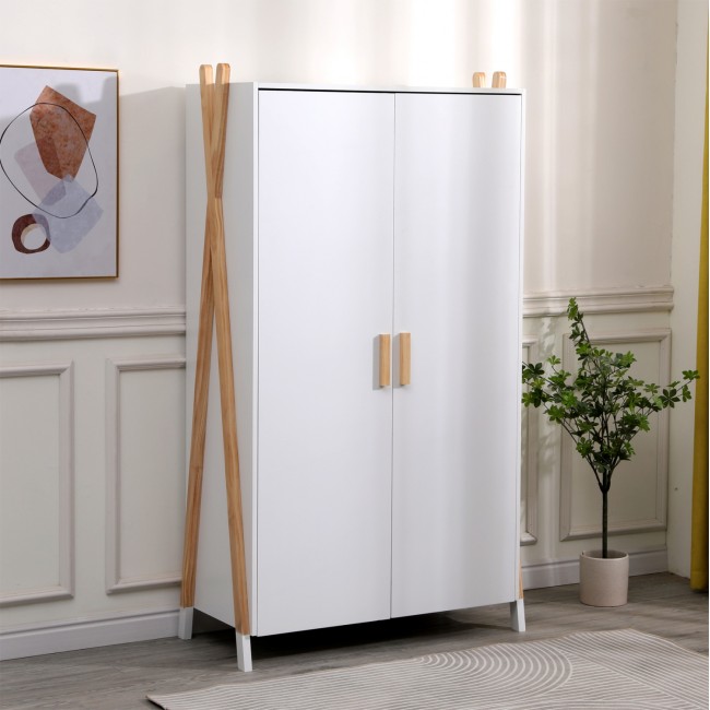 Ντουλάπα παιδική "PASCHAL" σε χρώμα λευκό/φυσικό 96x44x170