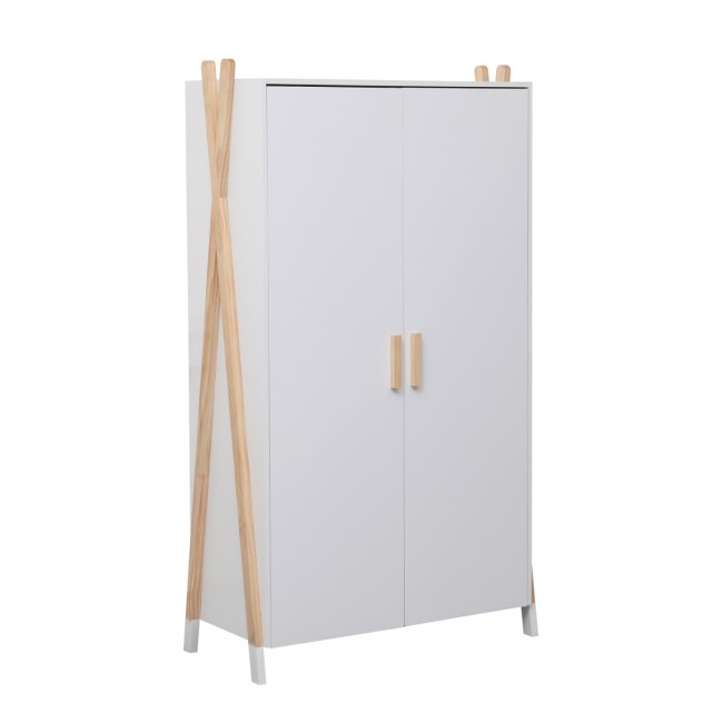 Ντουλάπα παιδική "PASCHAL" σε χρώμα λευκό/φυσικό 96x44x170