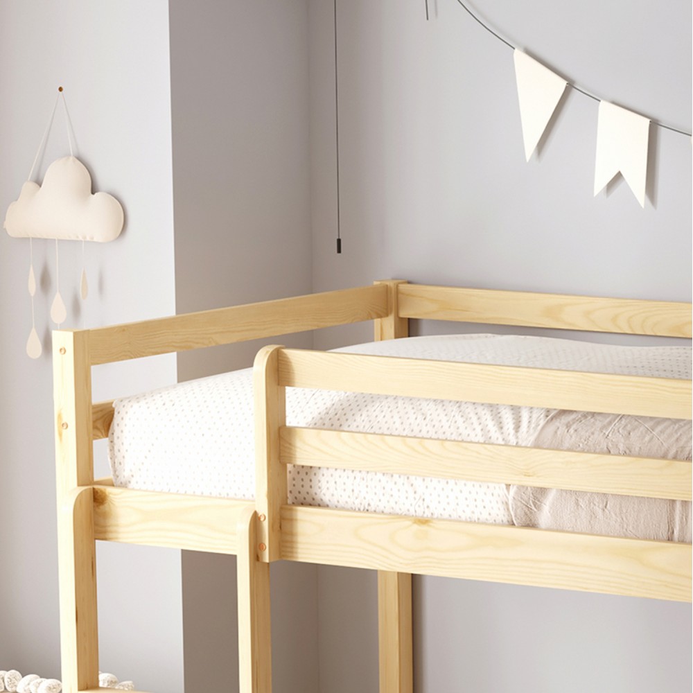 Κουκέτα παιδική "PLAYKID" με παρκάκι από ξύλο σε χρώμα φυσικό 101.5x208x150