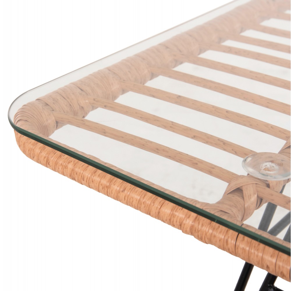 Σετ εξωτερικού χώρου "ALLEGRA" 4 τμχ από wicker/μέταλλο σε χρώμα μπεζ/μαύρο