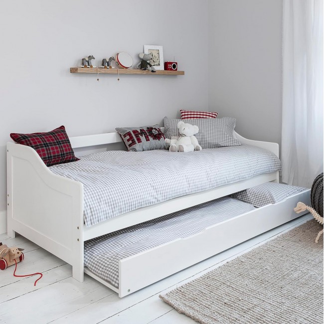 Καναπές-κρεβάτι "TRADDY" από ξύλο σε χρώμα λευκό 191x90-180x66