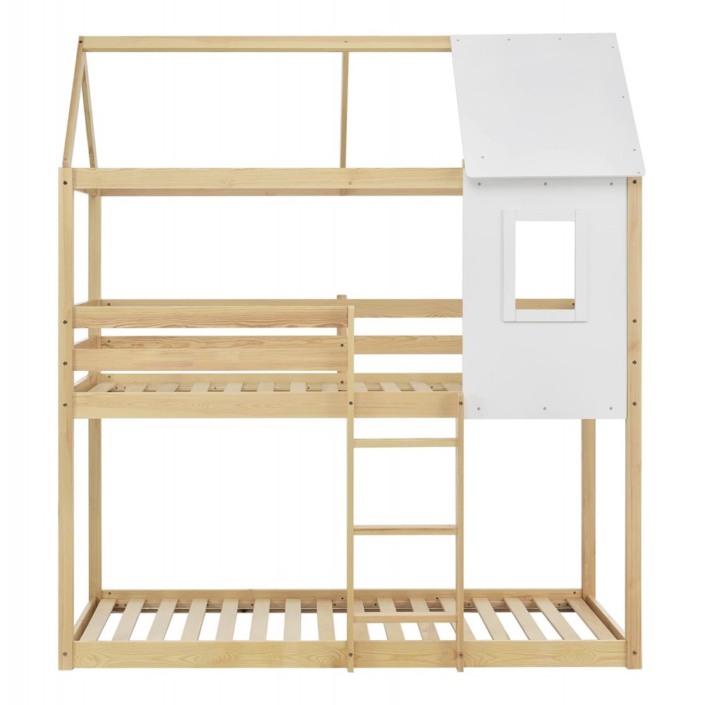 Κουκέτα παιδική "HOOD" σπιτάκι από ξύλο σε χρώμα φυσικό 97x197x220.5