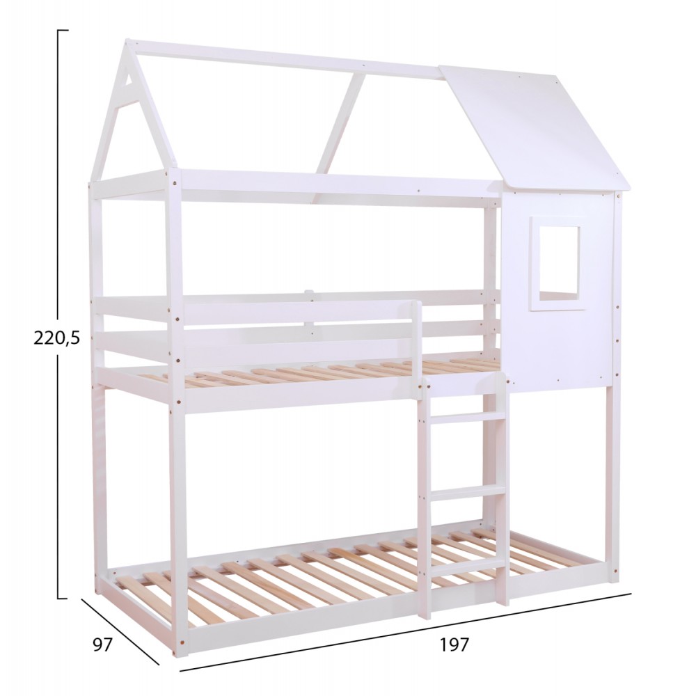 Κουκέτα παιδική "HOOD" σπιτάκι από ξύλο σε χρώμα λευκό 97x197x220.5
