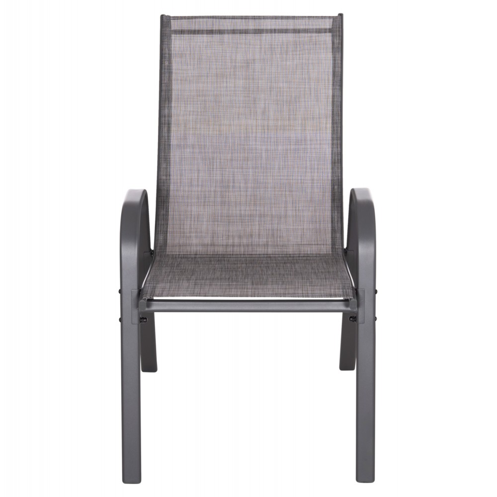 Πολυθρόνα εξωτερικού χώρου "LEON" από μέταλλο/textilene σε χρώμα γκρι 55x70x91