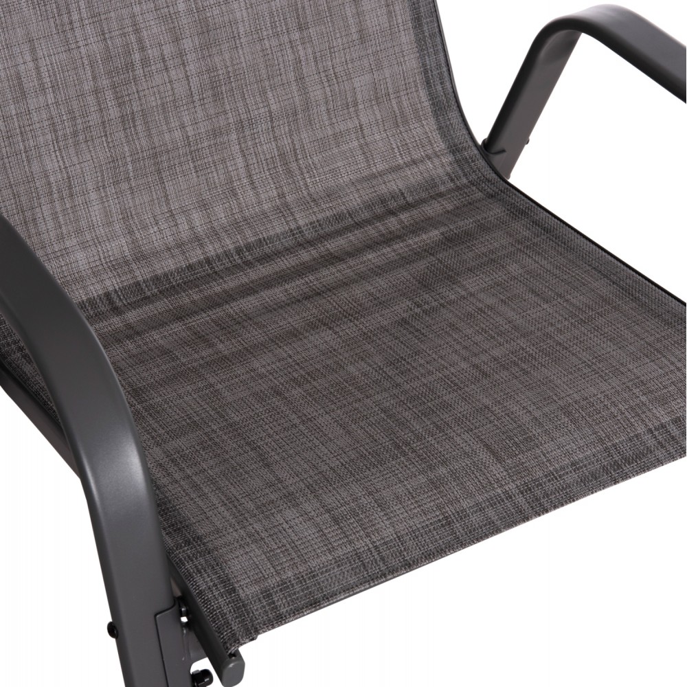 Πολυθρόνα εξωτερικού χώρου "LEON" από μέταλλο/textilene σε χρώμα γκρι 55x70x91