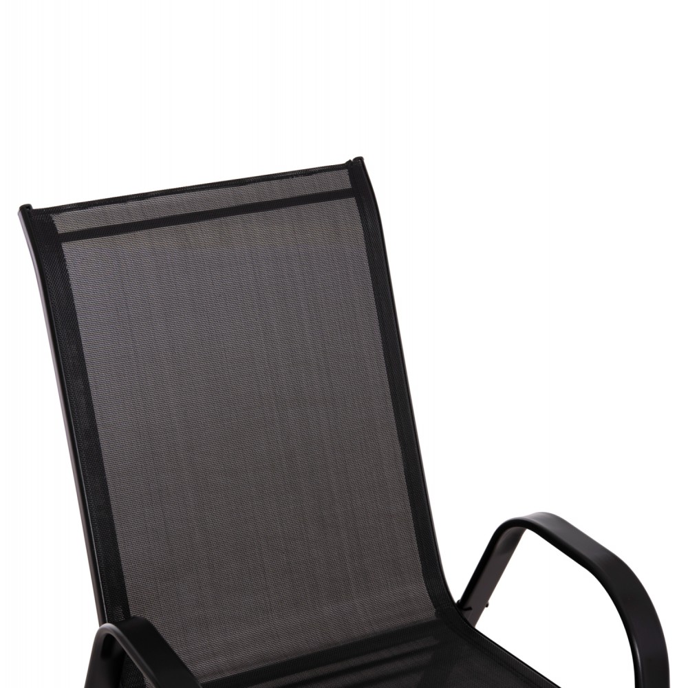 Πολυθρόνα εξωτερικού χώρου "LEON" από μέταλλο/textilene σε χρώμα μαύρο 55x70x91