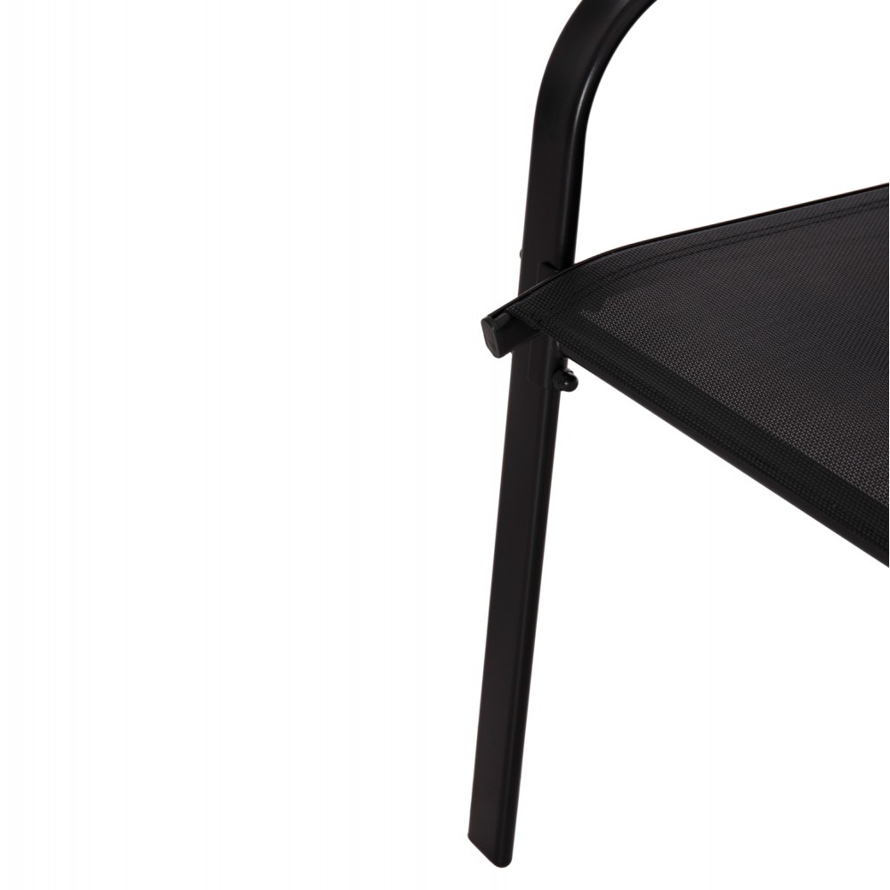 Πολυθρόνα εξωτερικού χώρου "LEON" από μέταλλο/textilene σε χρώμα μαύρο 55x70x91