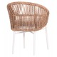 Πολυθρόνα "ORIN" στοιβαζόμενη από αλουμίνιο/rattan σε χρώμα σκούρο λευκό/φυσικό/μπεζ 58x61x75