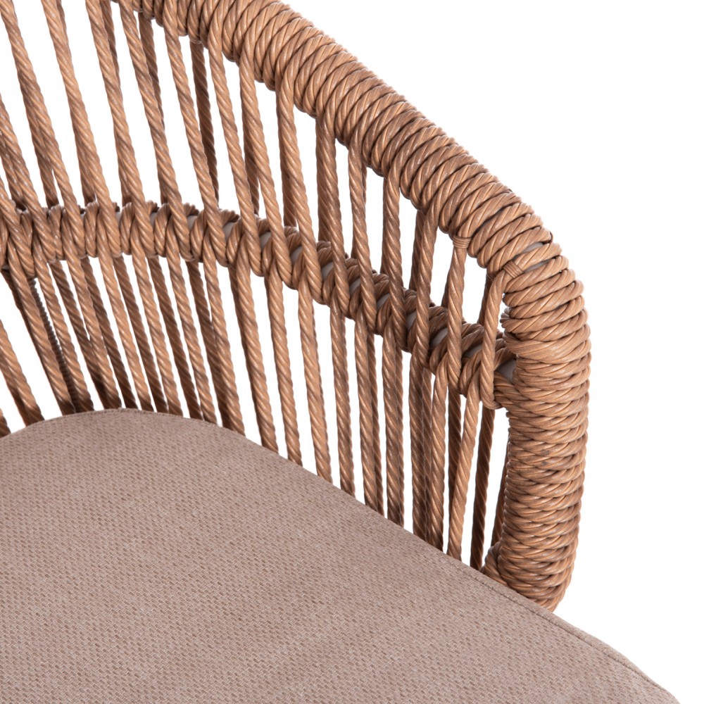 Πολυθρόνα "ORIN" στοιβαζόμενη από αλουμίνιο/rattan σε χρώμα σκούρο λευκό/φυσικό/μπεζ 58x61x75