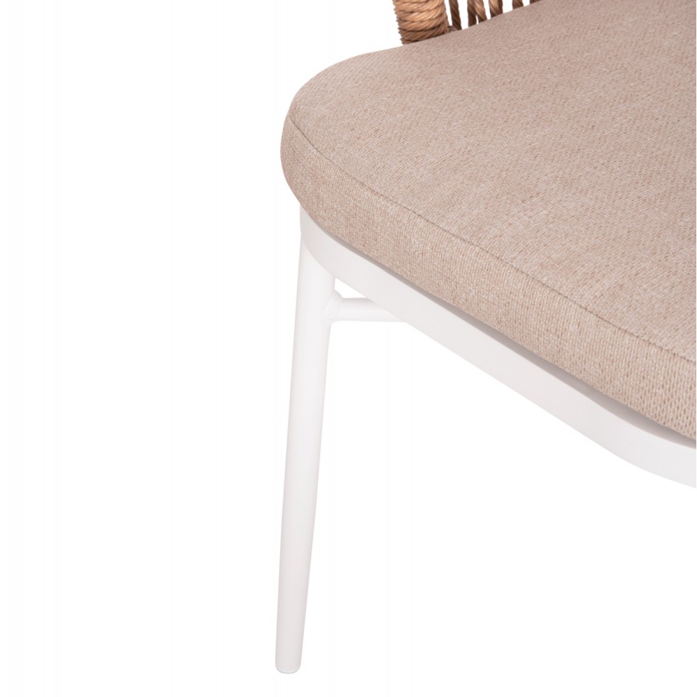 Πολυθρόνα "ORIN" στοιβαζόμενη από αλουμίνιο/rattan σε χρώμα σκούρο λευκό/φυσικό/μπεζ 58x61x75