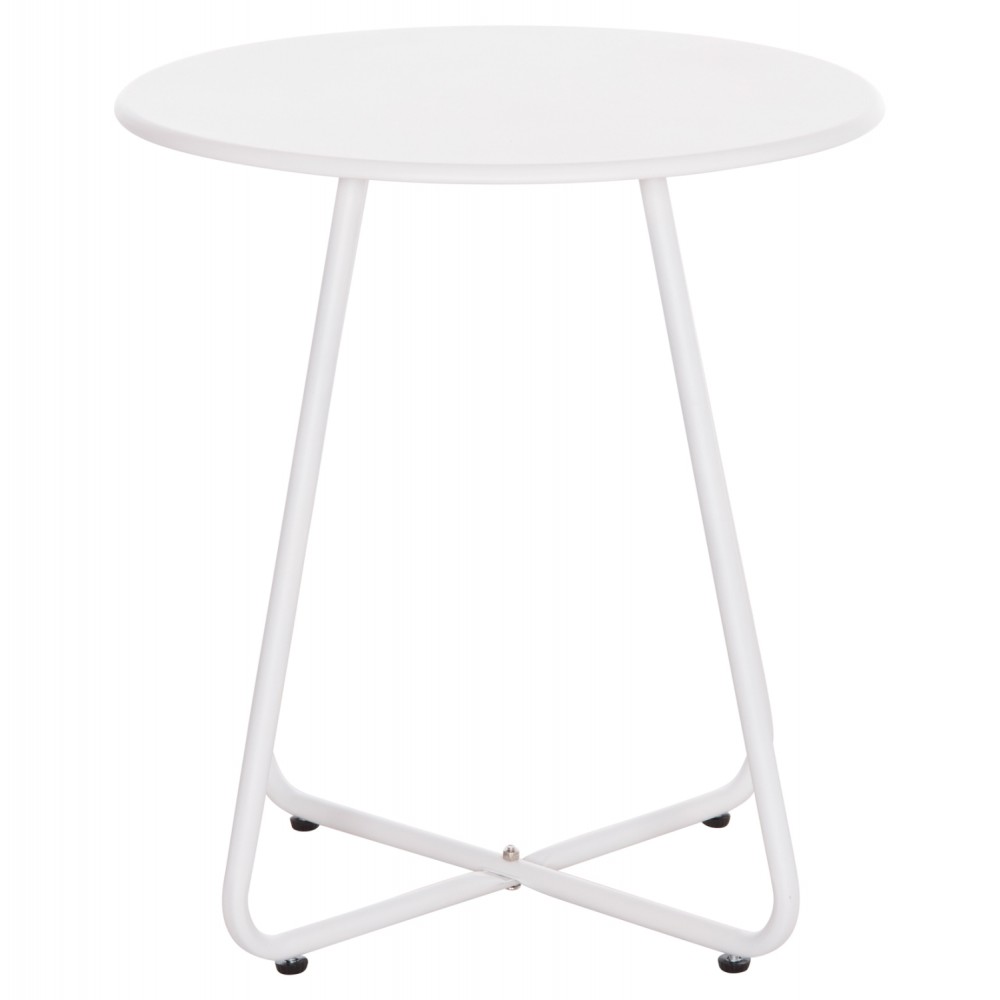 Βοηθητικό τραπέζι "SAMMON" από μέταλλο σε χρώμα λευκό Φ45x50
