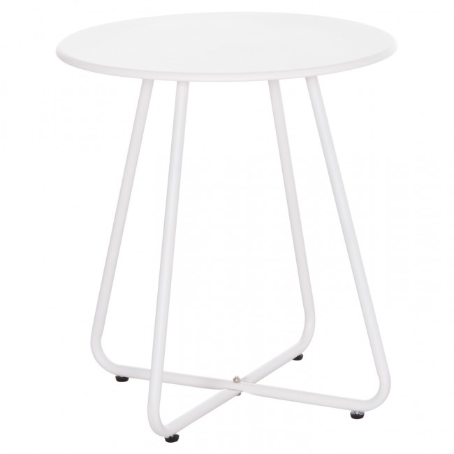 Βοηθητικό τραπέζι "SAMMON" από μέταλλο σε χρώμα λευκό Φ45x50