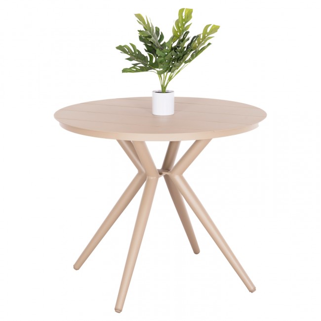 Τραπέζι εξωτερικού χώρου "HIGER" από αλουμίνιο σε χρώμα καπουτσίνο Φ90x74