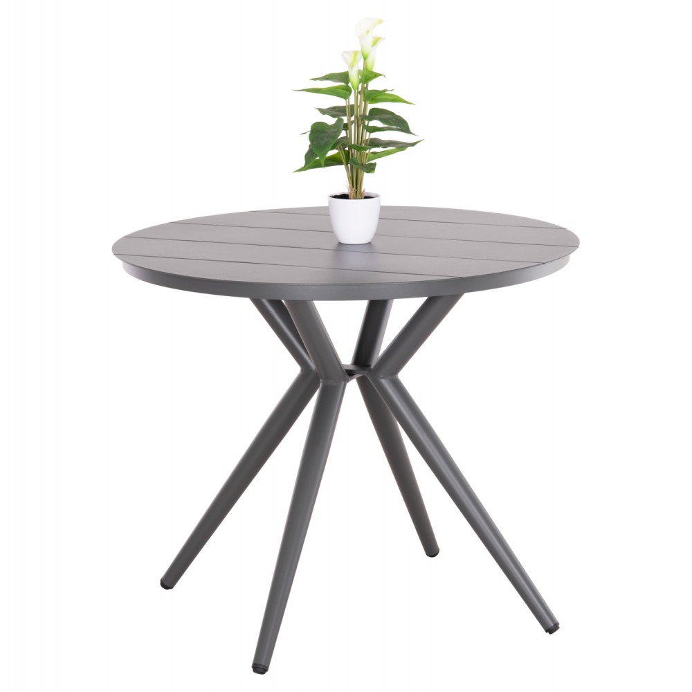 Τραπέζι εξωτερικού χώρου "HIGER" από αλουμίνιο σε χρώμα γκρι Φ90x74