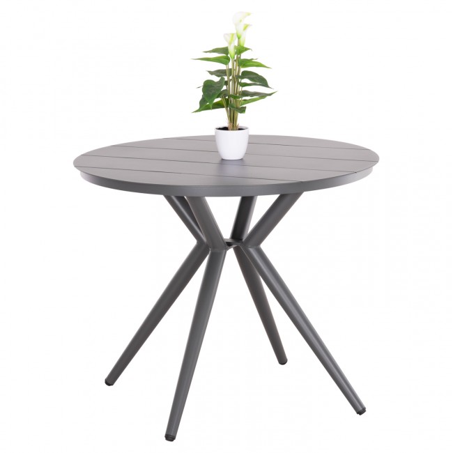 Τραπέζι εξωτερικού χώρου "HIGER" από αλουμίνιο σε χρώμα γκρι Φ90x74