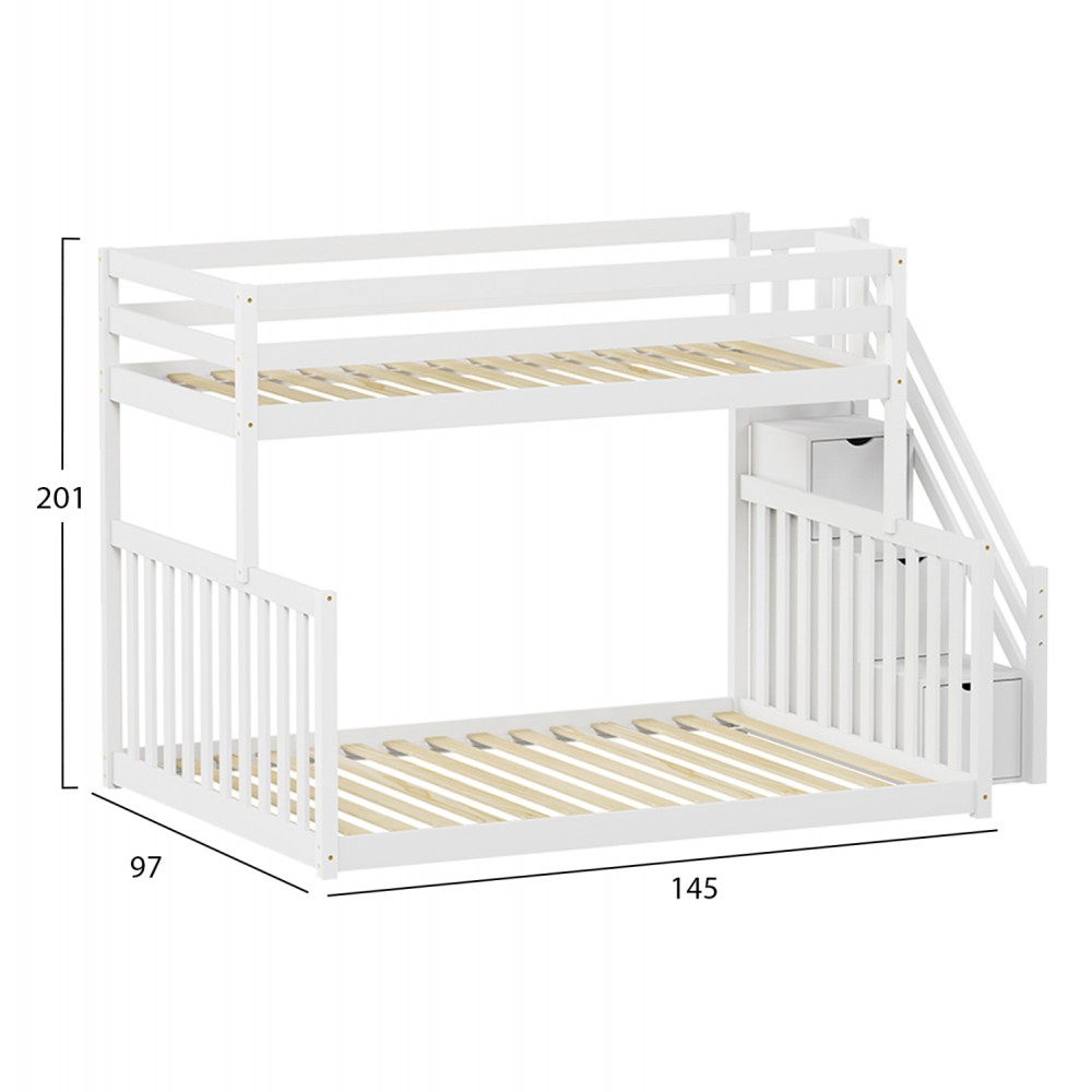 Κουκέτα παιδική "BEAMER" από ξύλο σε χρώμα λευκό 97x145x201