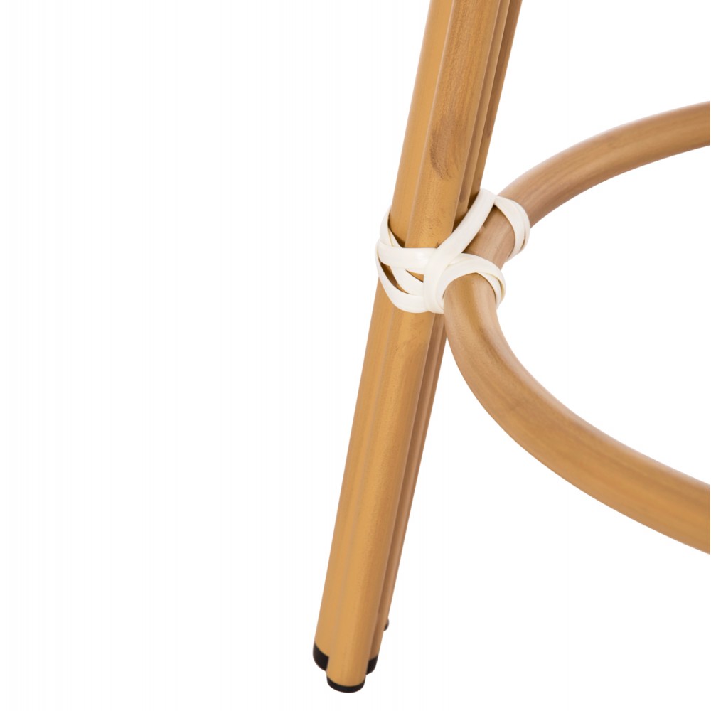 Σκαμπό μπαρ "CHINO" μεσαίου ύψους από αλουμίνιο/textilene σε χρώμα φυσικό/μαύρο/λευκό Φ43x65