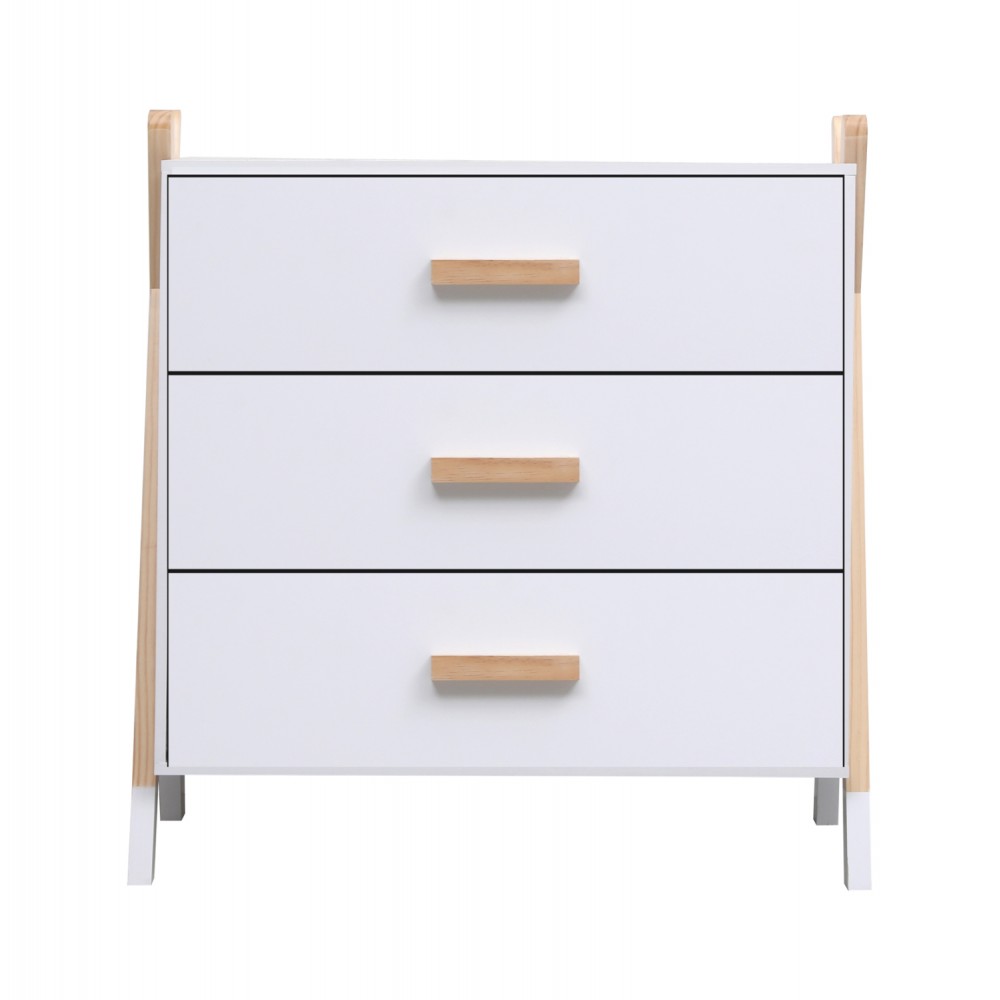 Συρταριέρα παιδική "PASCHAL" από ξύλο σε χρώμα φυσικό/λευκό 76x40x80.5