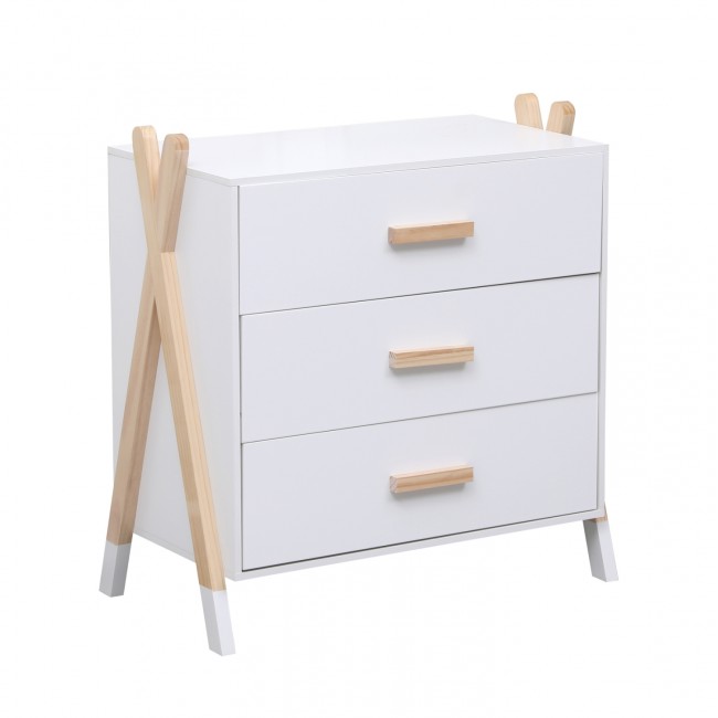 Συρταριέρα παιδική "PASCHAL" από ξύλο σε χρώμα φυσικό/λευκό 76x40x80.5